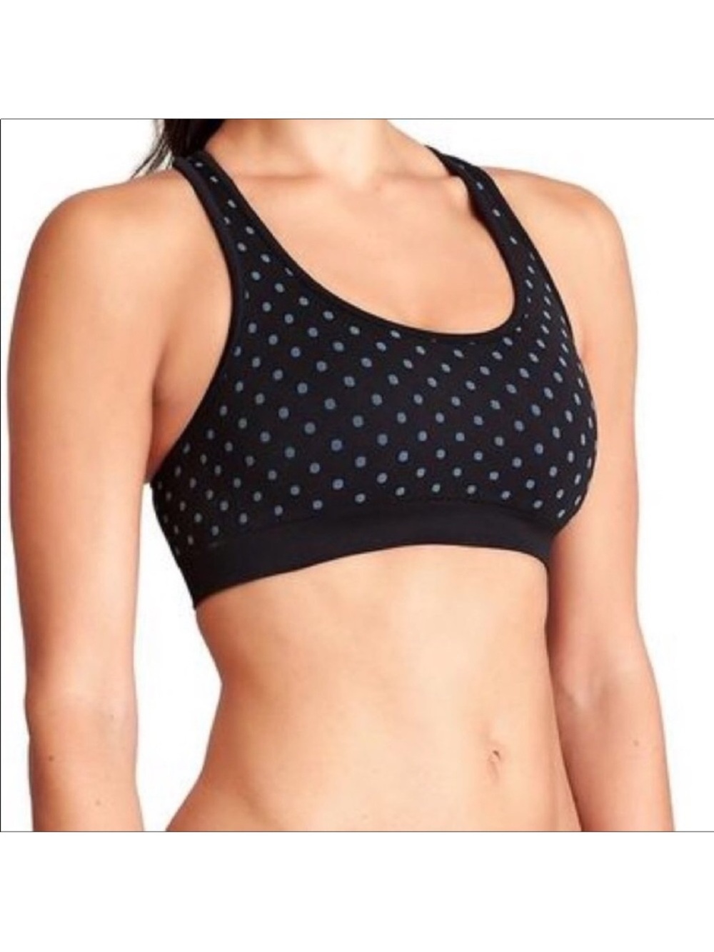 Athleta Sprint Reversible Black Polka Dot Sports Bra size Medium